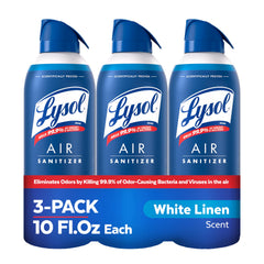 Lysol front can showing White Linen label and clean scent benefit