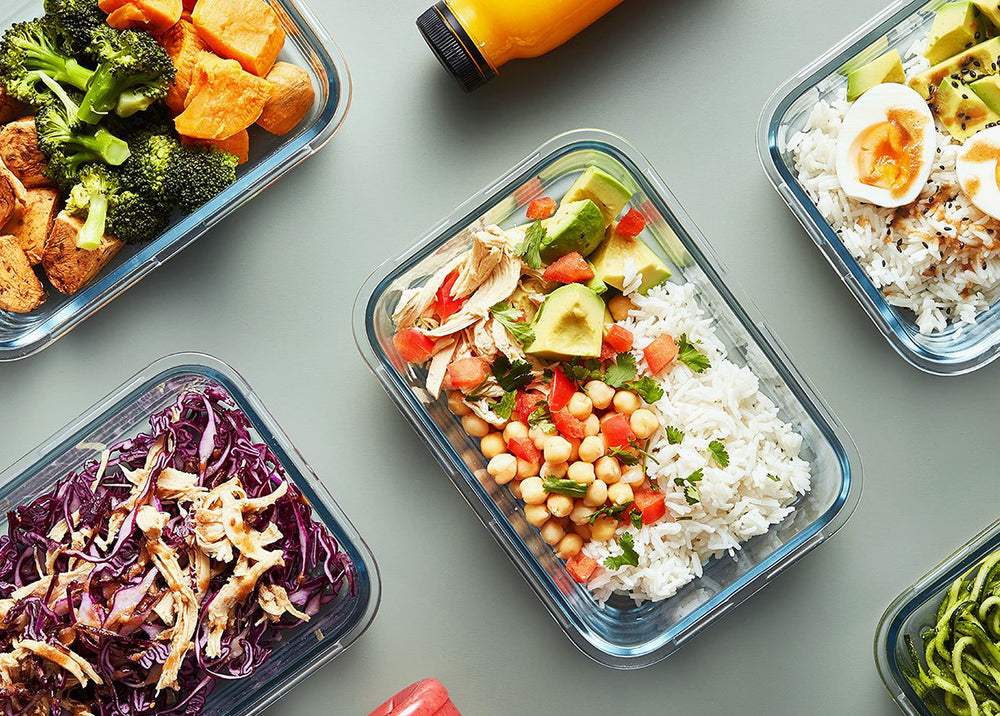 M MCIRCO containers filled with prepared meals showing convenient meal prep