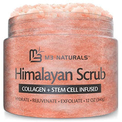 M3 Naturals front jar of Himalayan salt scrub showing packaging and benefits