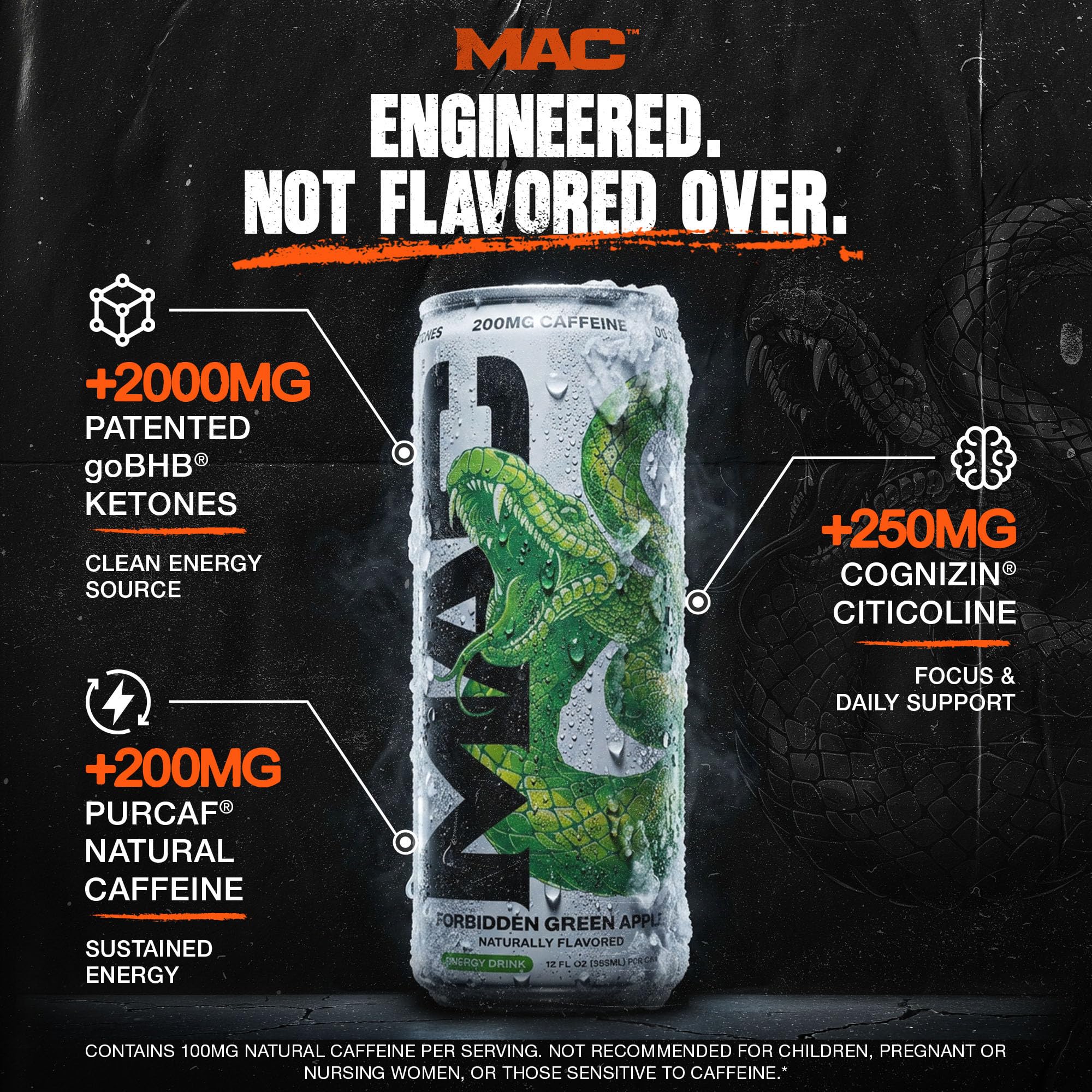 MAC Energy close-up of goBHB ketone powder ingredient — ketone-fueled support