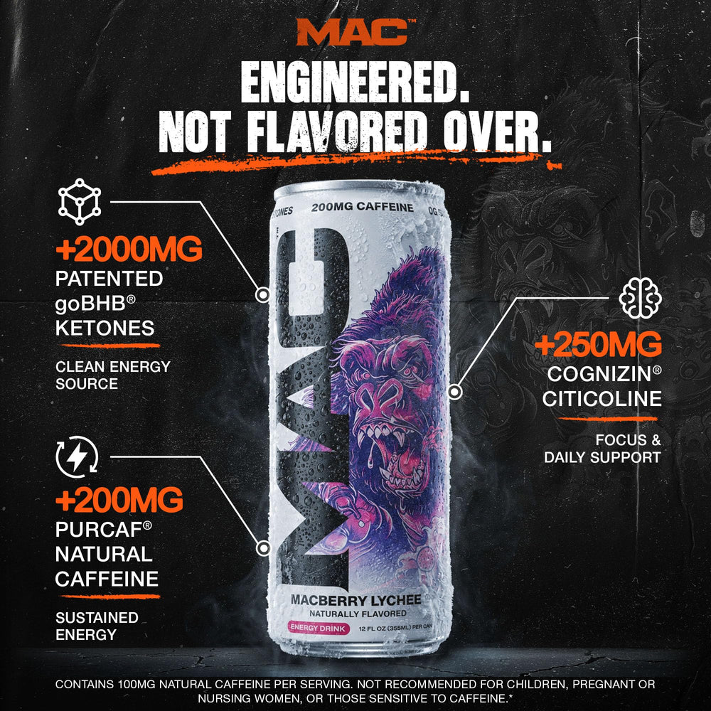 MAC Energy can held in hand for size comparison and grab-and-go convenience