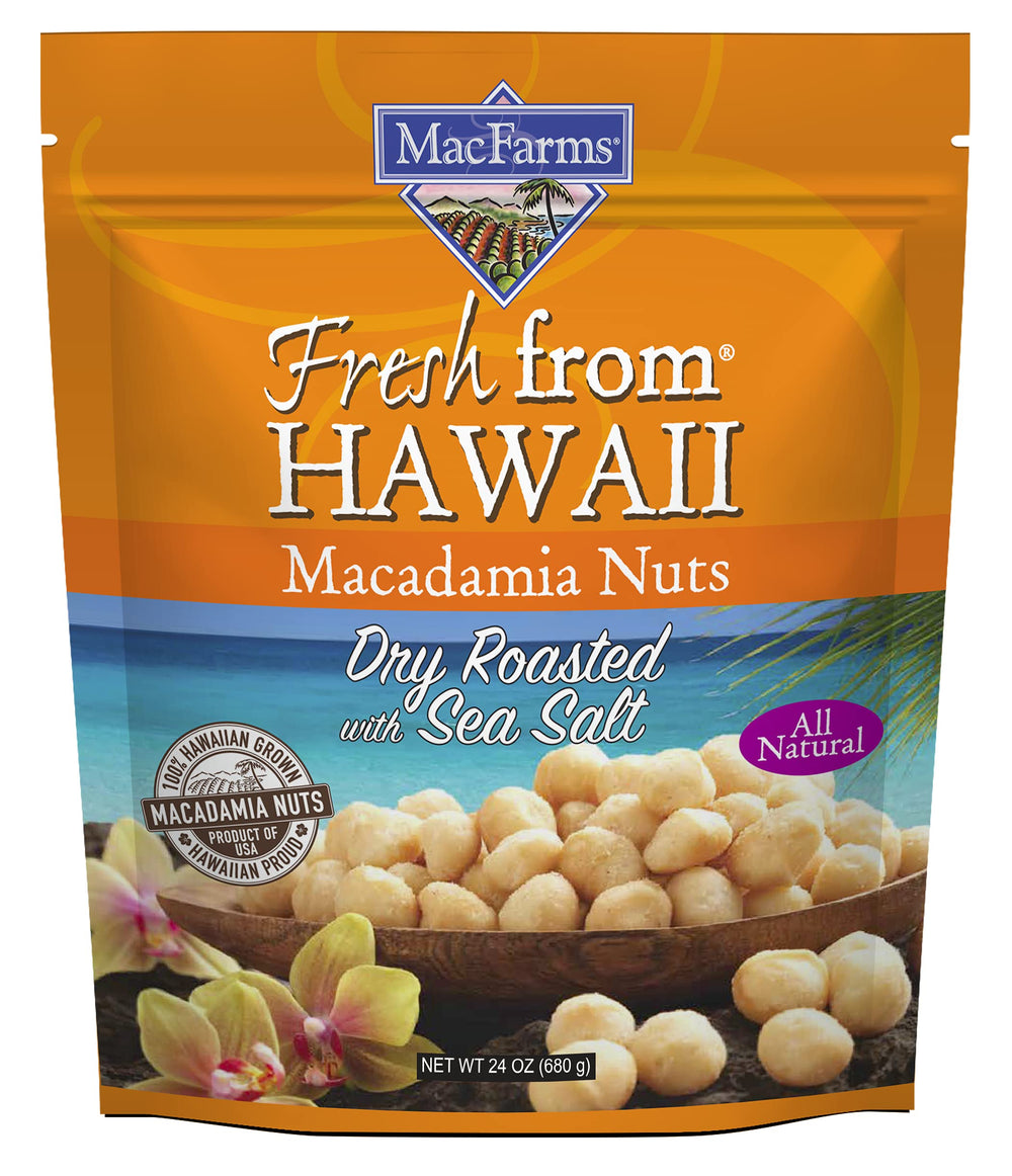 MacFarms front packaging showing 24 oz bag and freshness benefit
