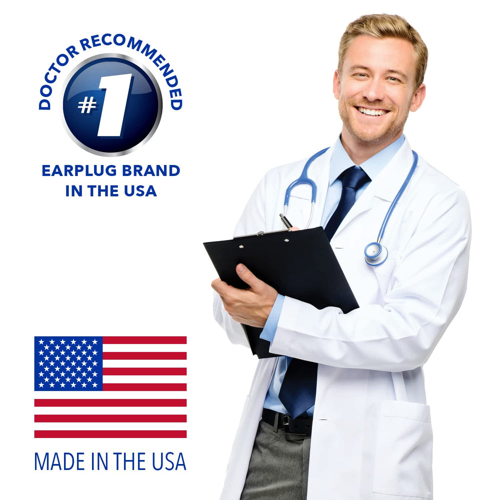 Mack's earplug insertion demo step showing tapered shape for easier fit