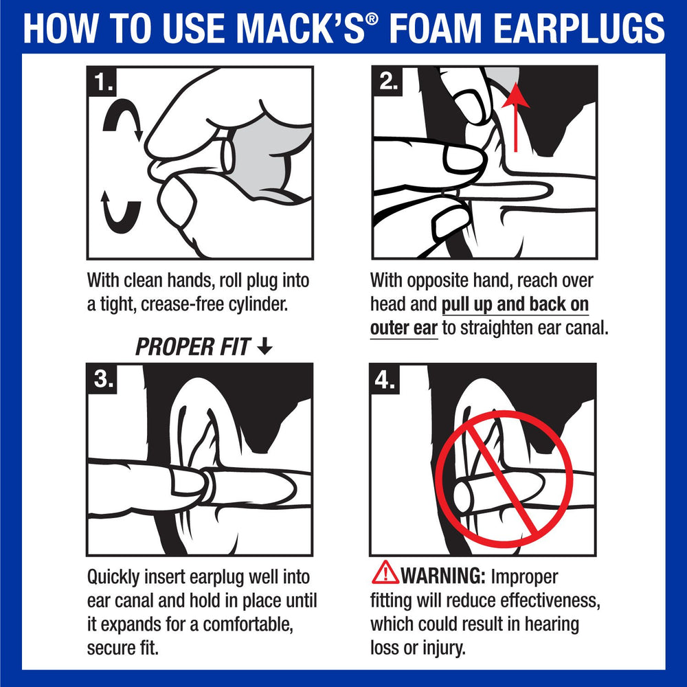 Mack's earplugs on bedside table in bedroom setting offering quieter sleep environment