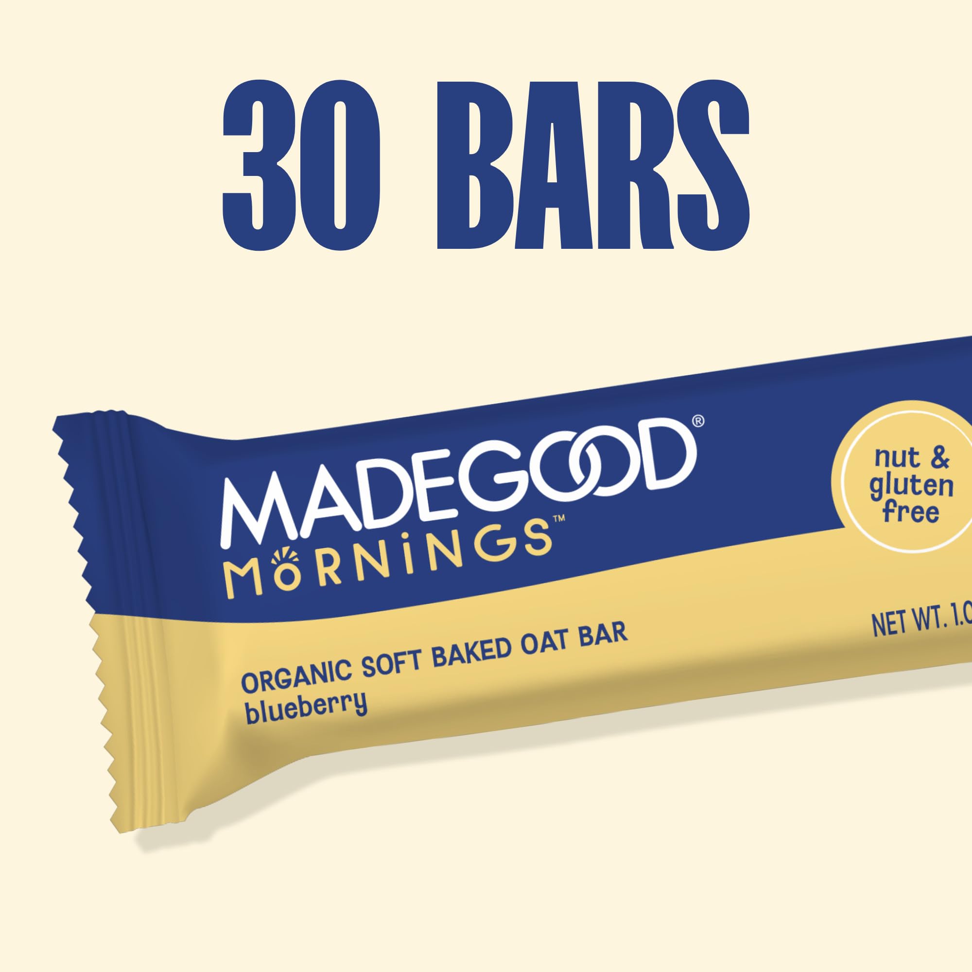 MadeGood nutrition panel and allergy icons showing gluten-free vegan benefit