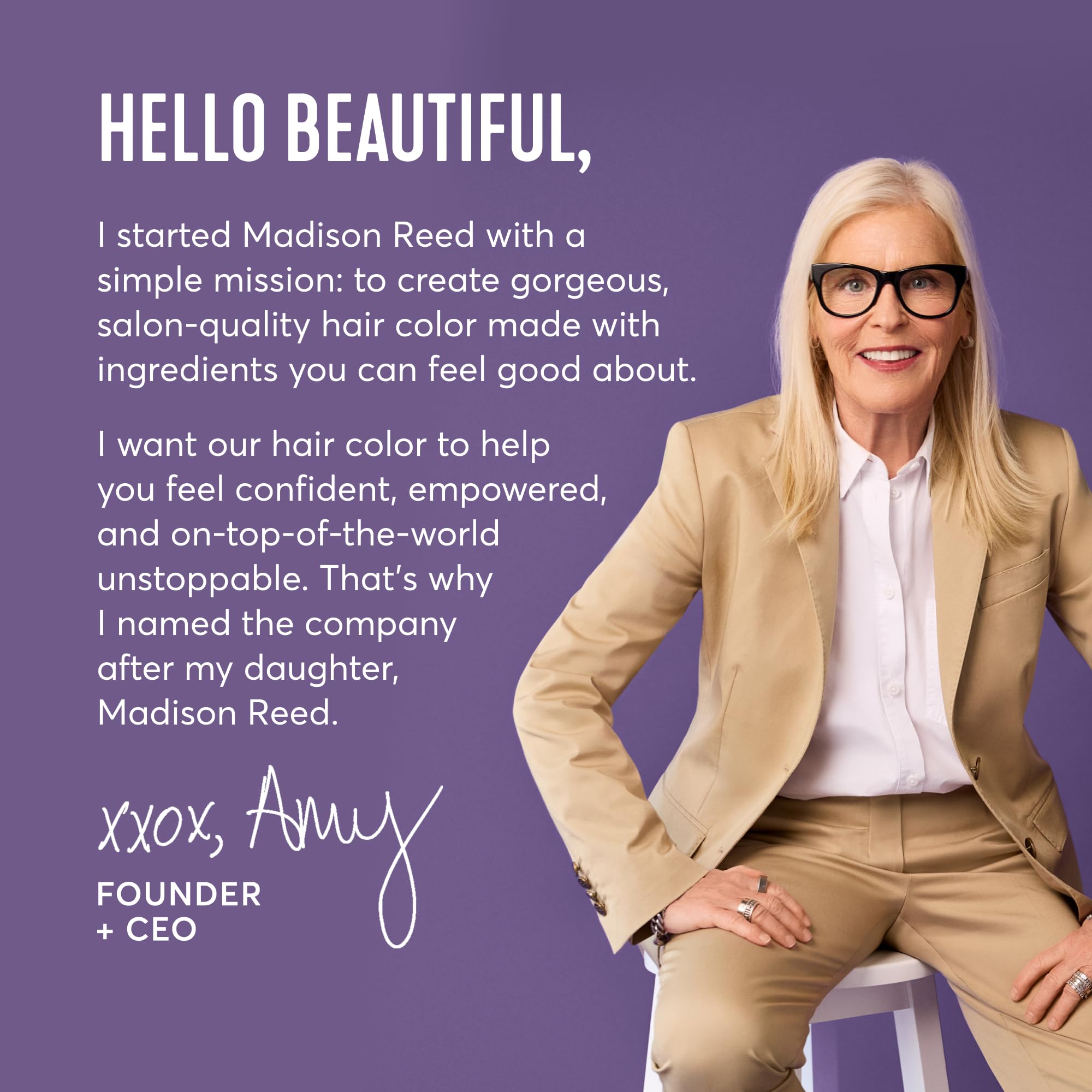 Madison Reed before and after root line showing seamless gray coverage
