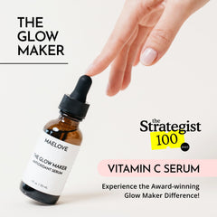 MAELOVE Glow Maker dropper dispensing serum illustrating precise application benefit