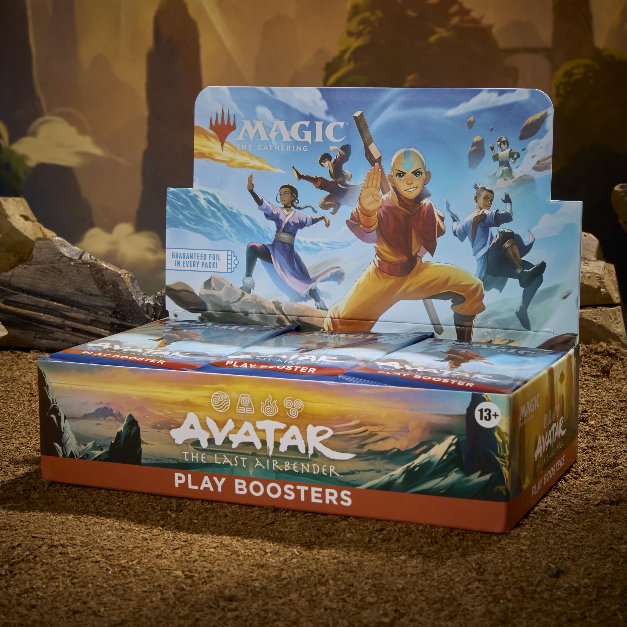 Magic: The Gathering Play Booster pack close-up with Avatar-themed design, eye-catching detail