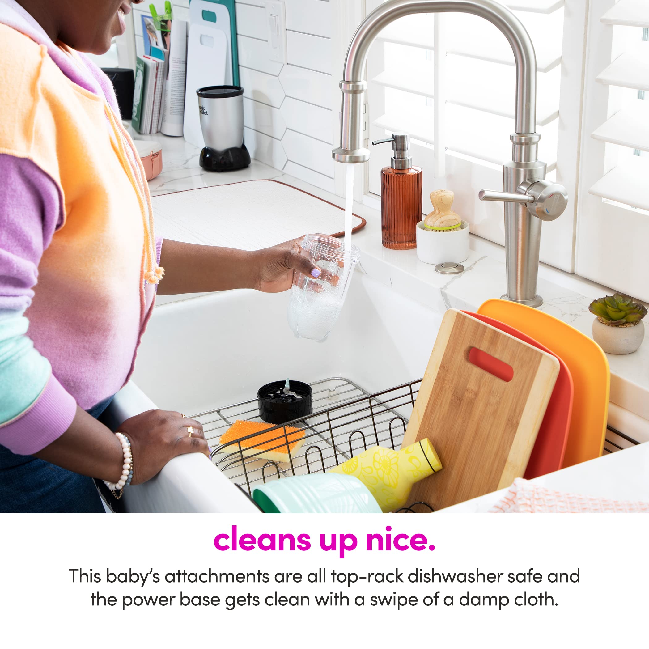 Magic Bullet lifestyle kitchen scene showing space-saving countertop convenience