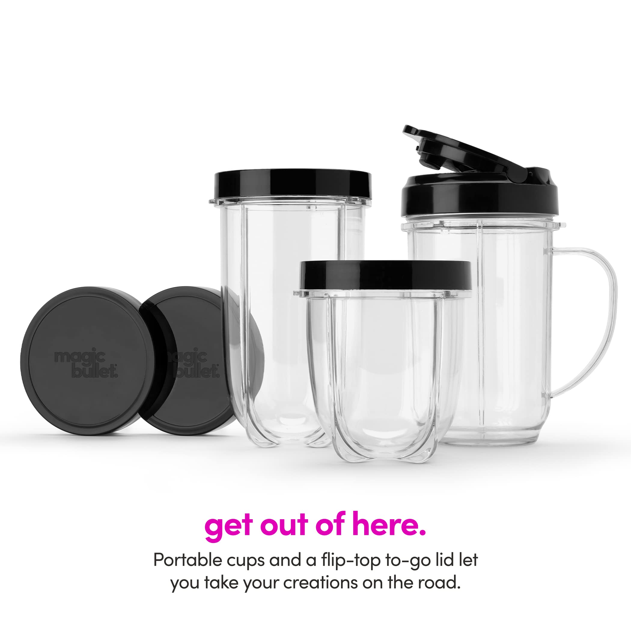 Magic Bullet tall and short cups displayed for versatile portioning benefit