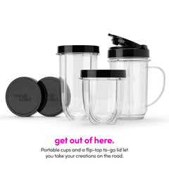 Magic Bullet tall and short cups displayed for versatile portioning benefit
