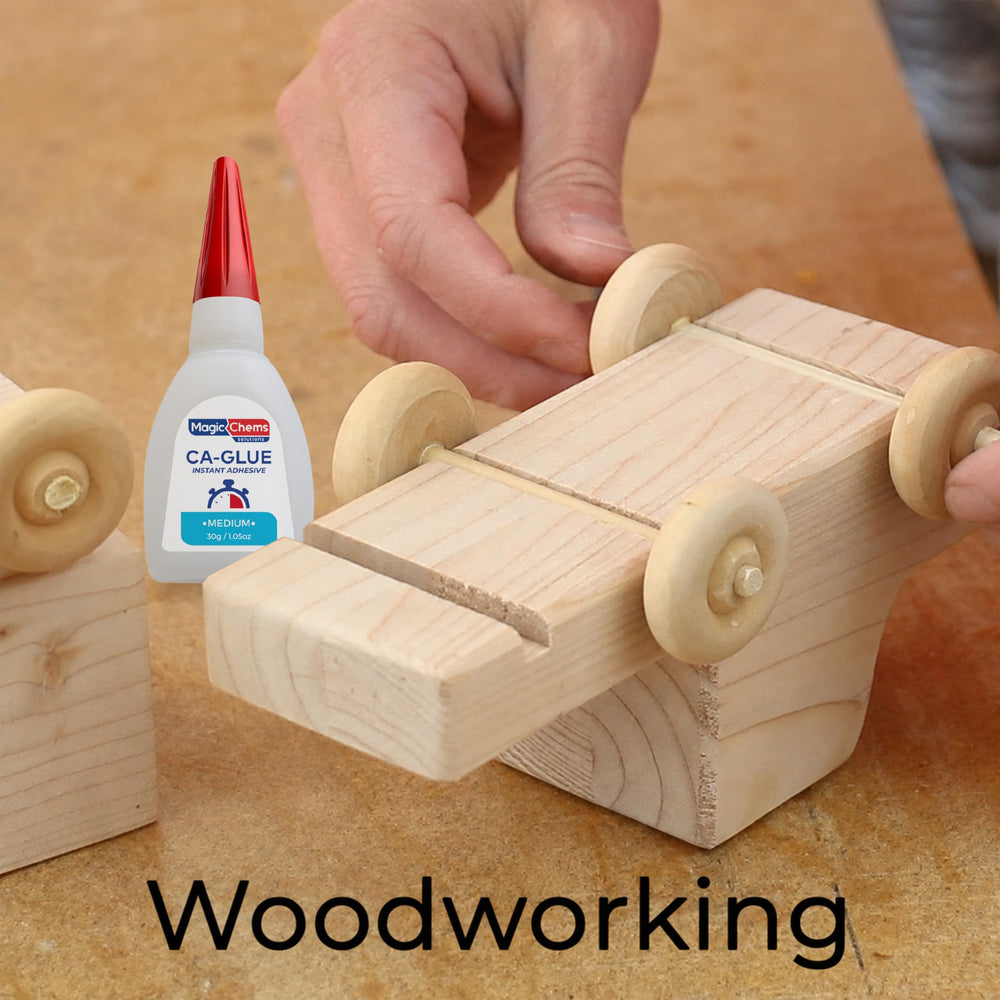 Workbench lifestyle with Magic Chems kit, tools and parts showing versatility and ready-to-use benefit