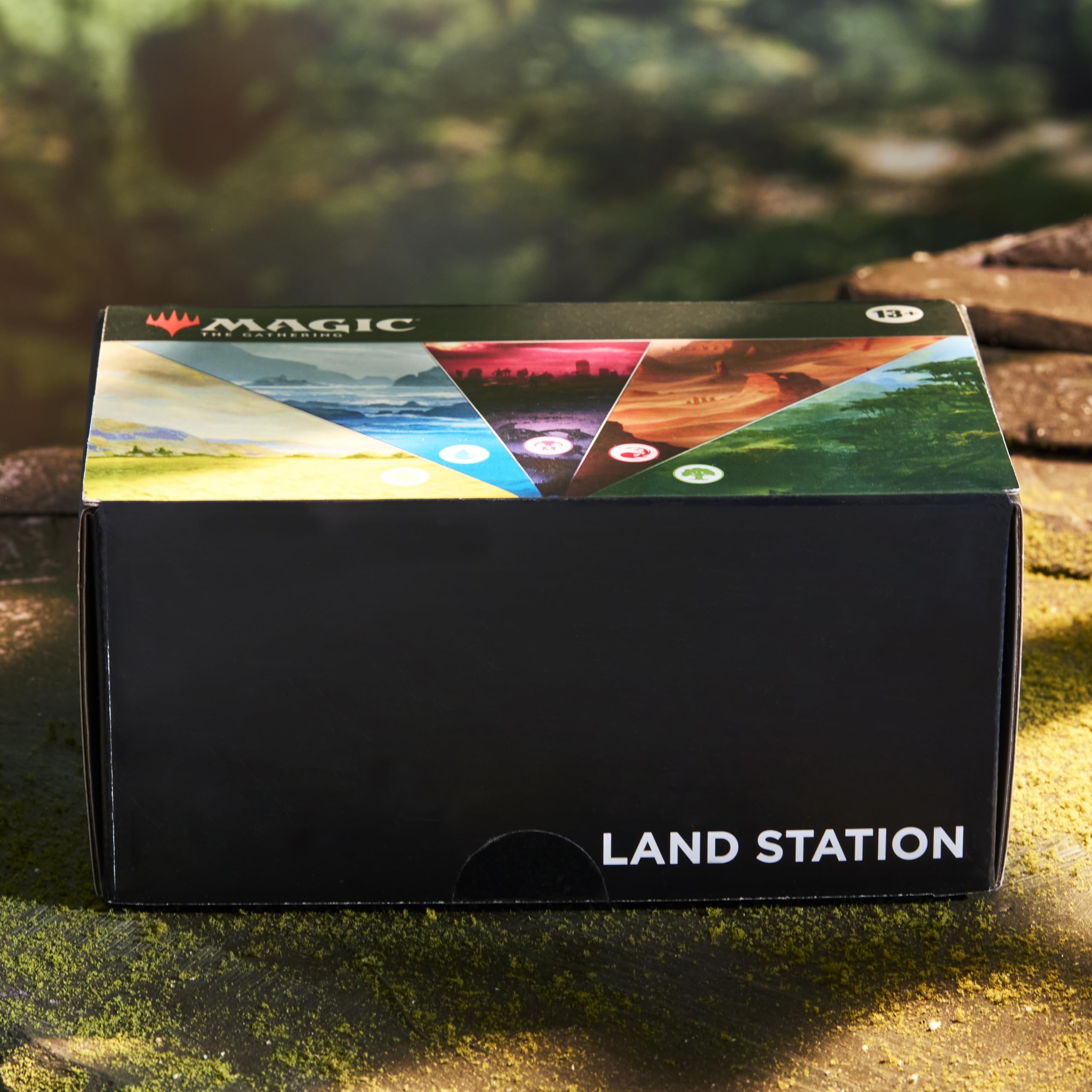 Magic: The Gathering interior view with lands arranged for quick access and convenience