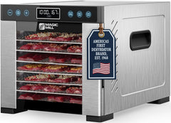 Magic Mill front view showcasing stainless exterior and modern design, durable appliance benefit