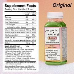 Magic Mind bottle close-up label highlighting ingredients and quality