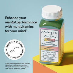 Magic Mind shot poured into glass illustrating quick-use convenience