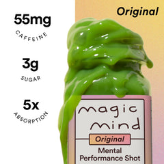 Magic Mind golden liquid texture close-up showing smooth absorption benefit