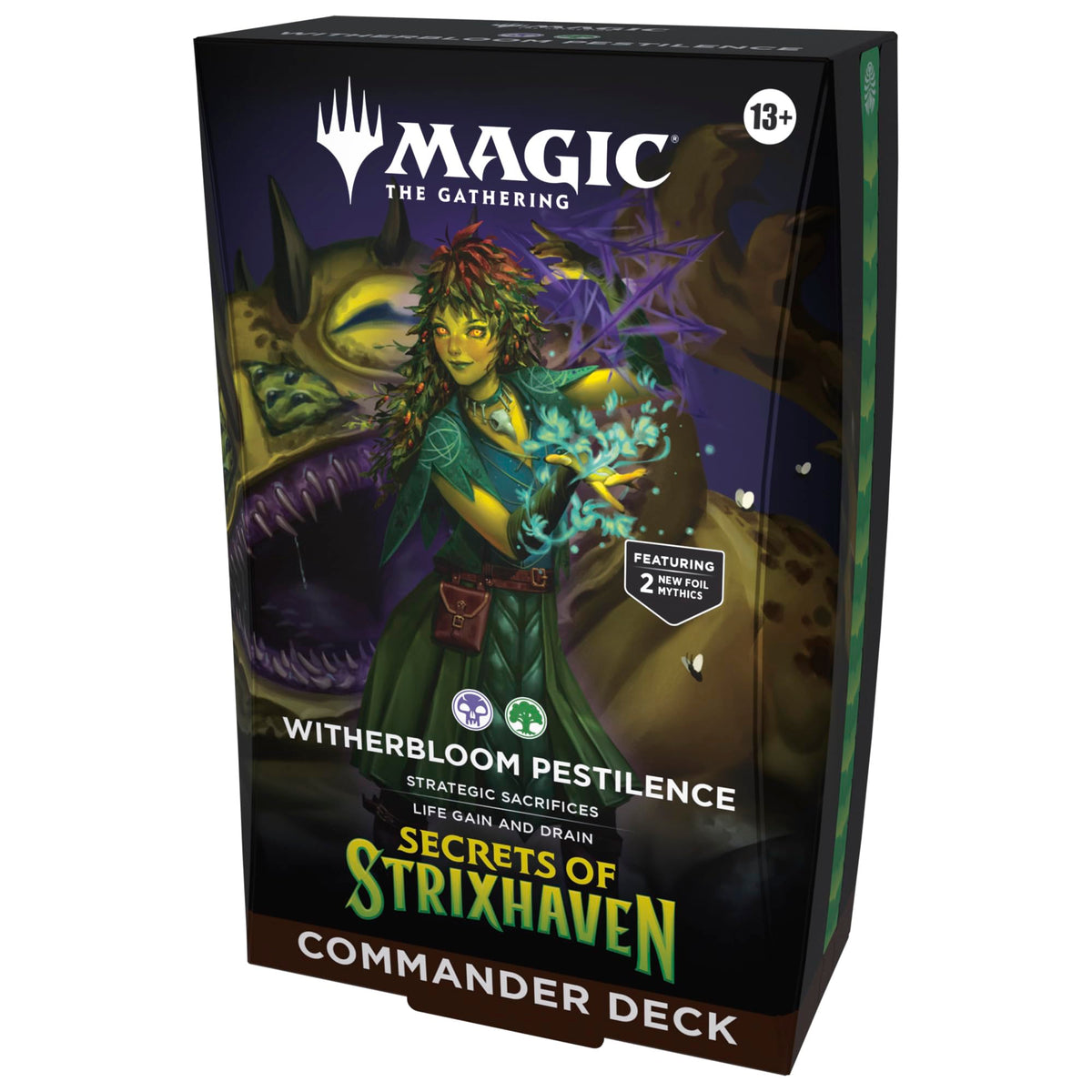 Magic: The Gathering witherbloom deck front view showing box art and contents for quick play