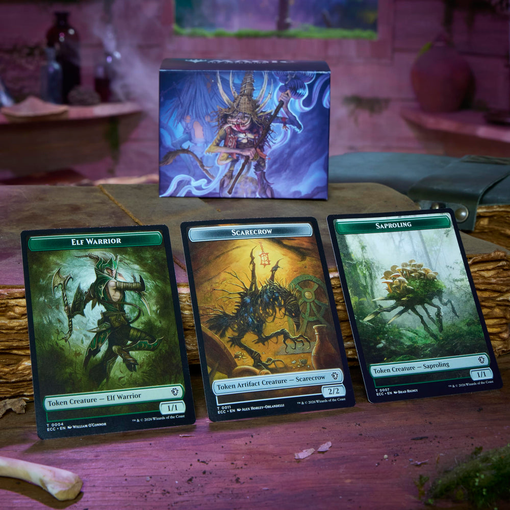 Magic: The Gathering deck beside cards for size comparison and transport convenience