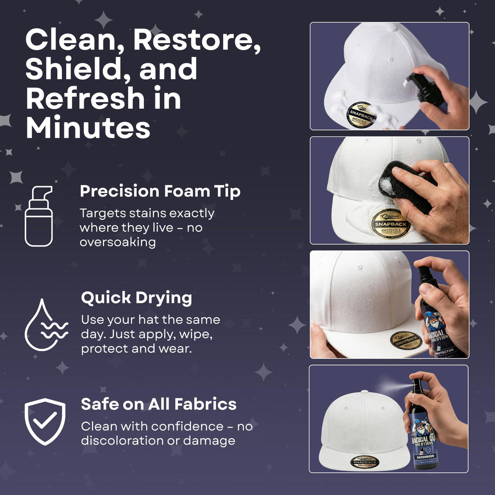 MAGICAL CAP SOLUTIONS foam cleaner close-up showing targeted foam application benefit