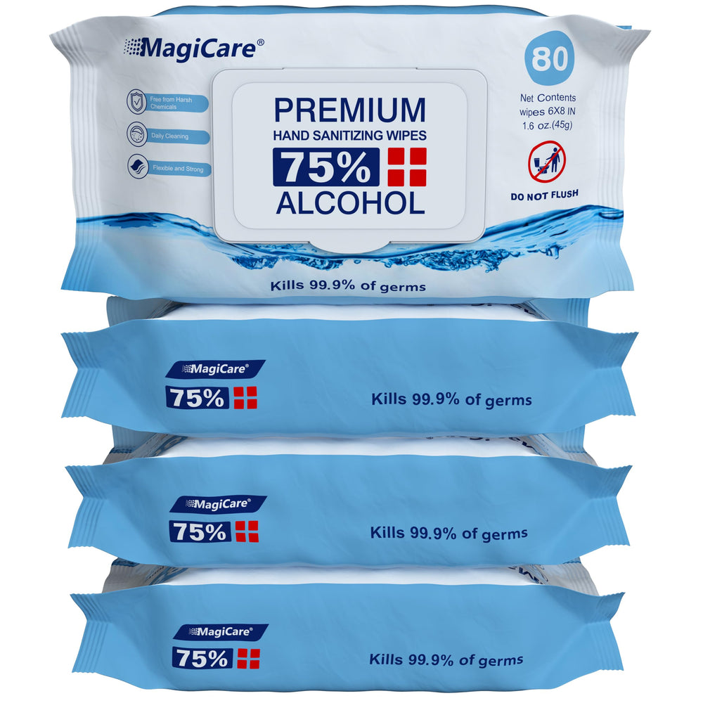 MagiCare front packaging showing four resealable 80-count packs for convenience