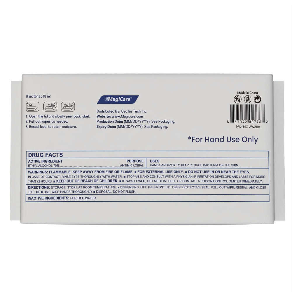MagiCare ingredients label showing 75% ethyl alcohol and RO water for simplicity