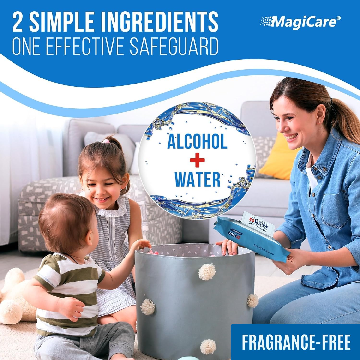 MagiCare unfolded 6x8 inch wipe illustrating larger coverage and quick cleaning