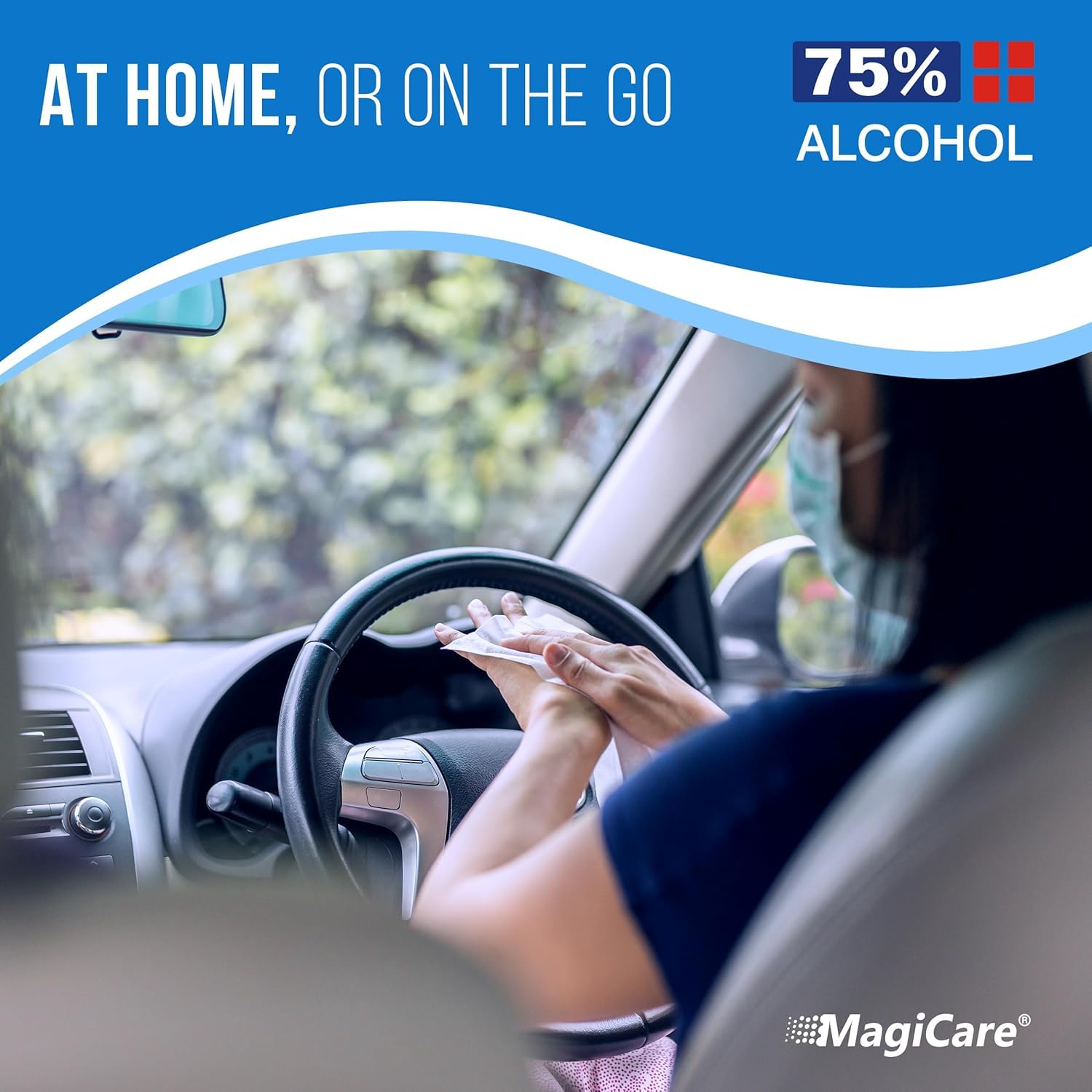 MagiCare pack inside a handbag ready for travel and immediate hand cleaning