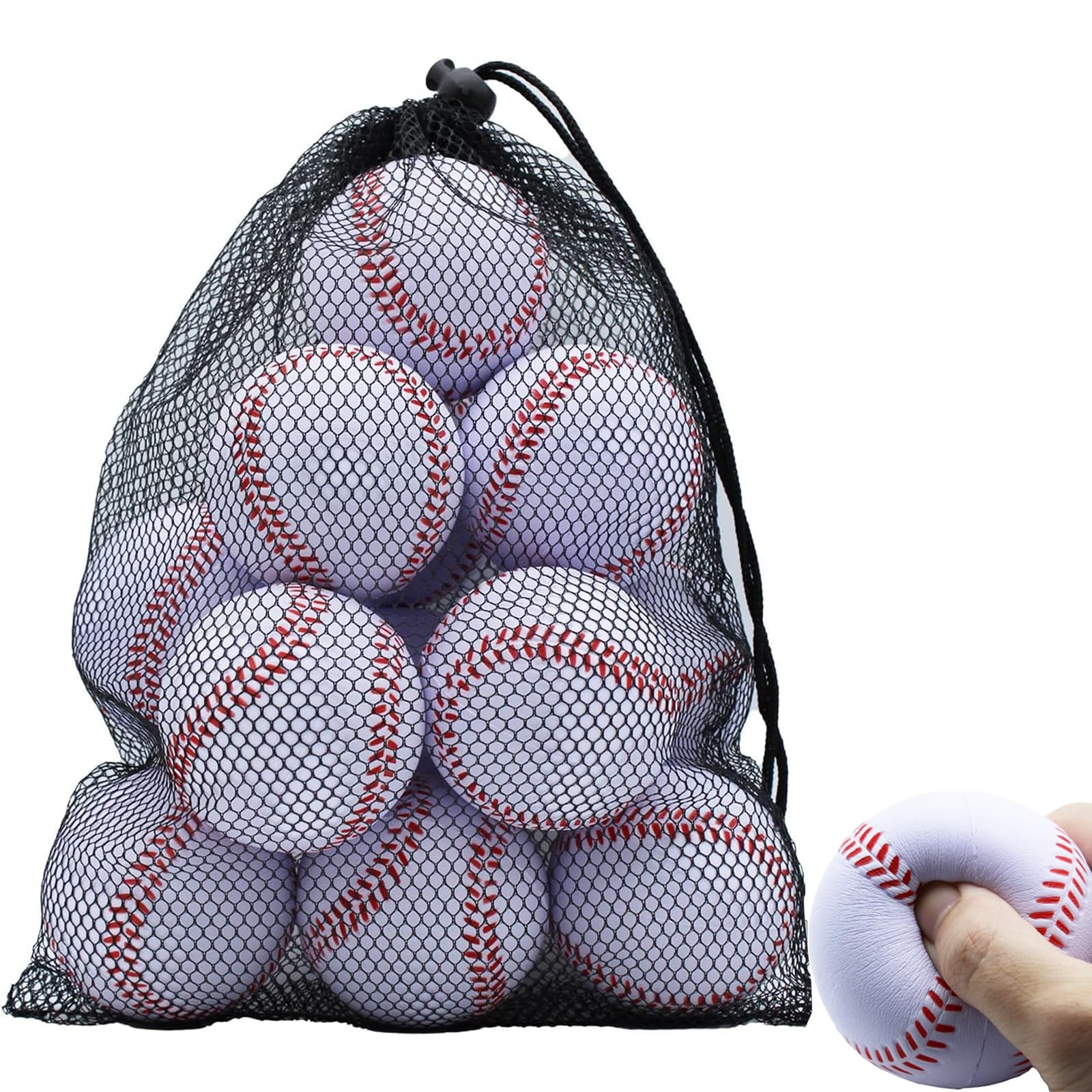 Magicorange front view showing all 12 white foam baseballs, easy to organize