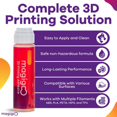 Magigoo bottle at an angle illustrating ergonomic cap and dispensing