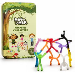 MAGMEN front packaging showing ten opaque figures and storage tin for easy gifting