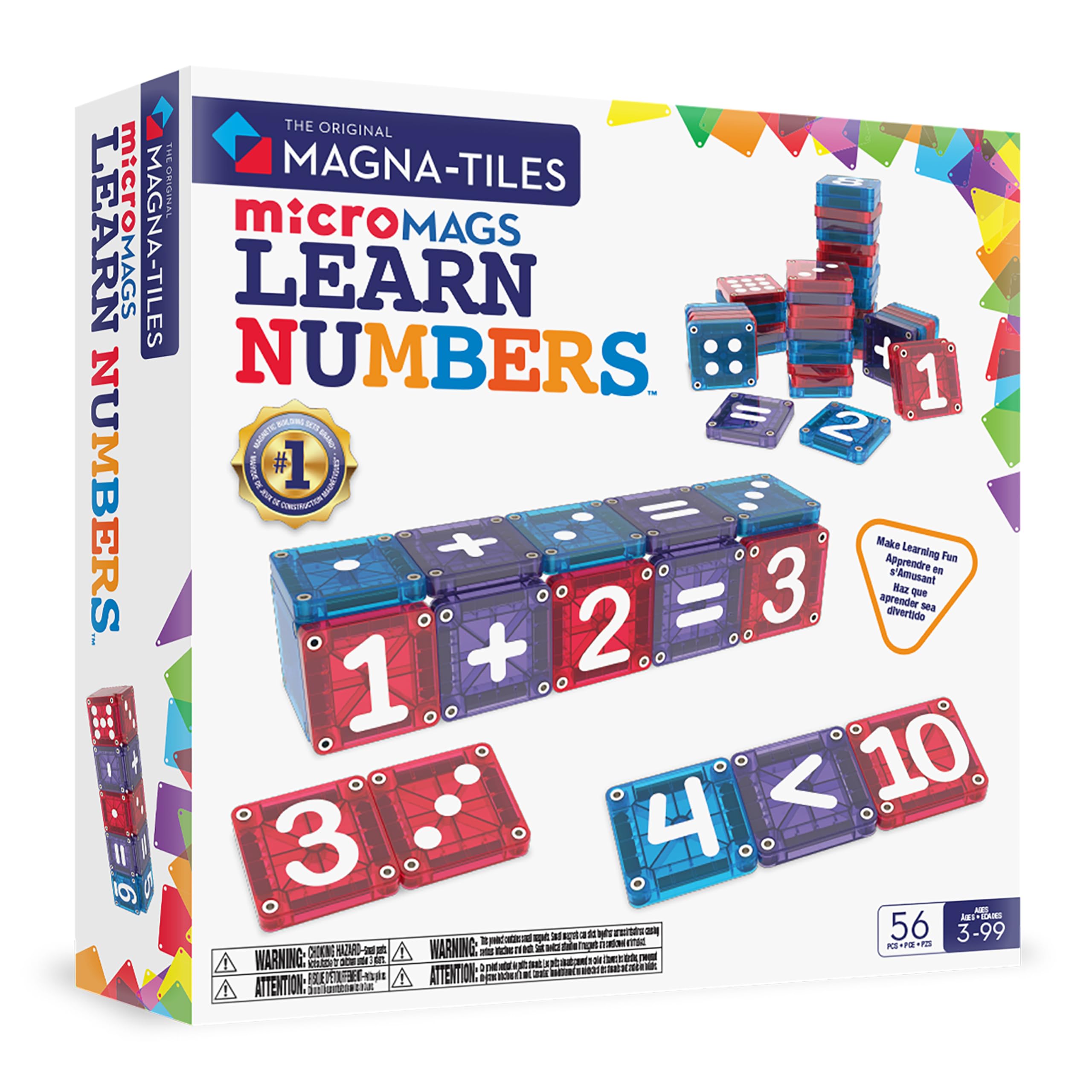 MAGNA-TILES microMAGS front packaging showing numbers, encourages early numeracy