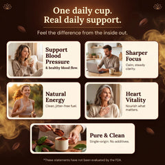 MAÏA SUPERFOODS served cup of ceremonial cacao demonstrating smooth frothy drink