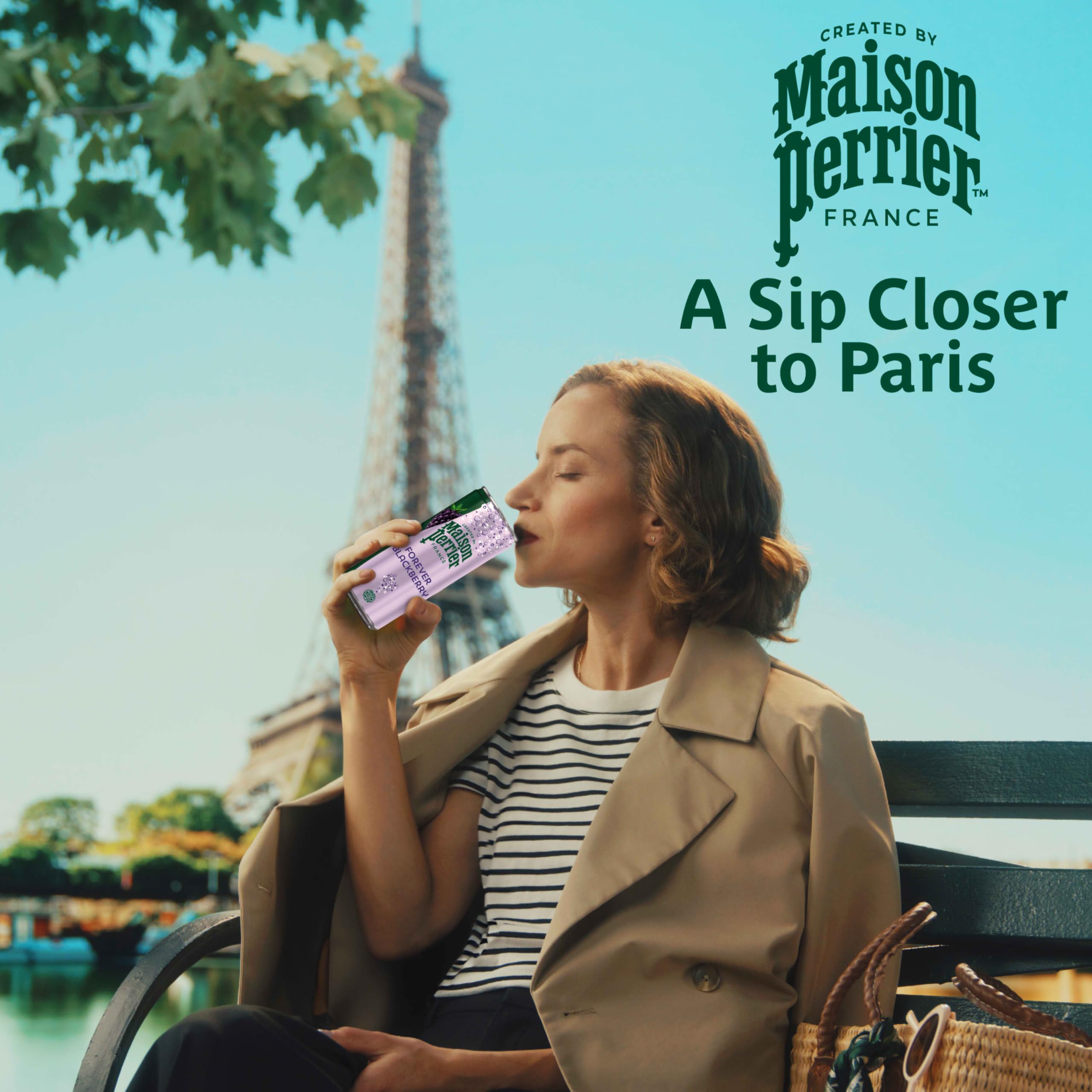 Maison Perrier can opened with visible carbonation, ready-to-drink freshness benefit