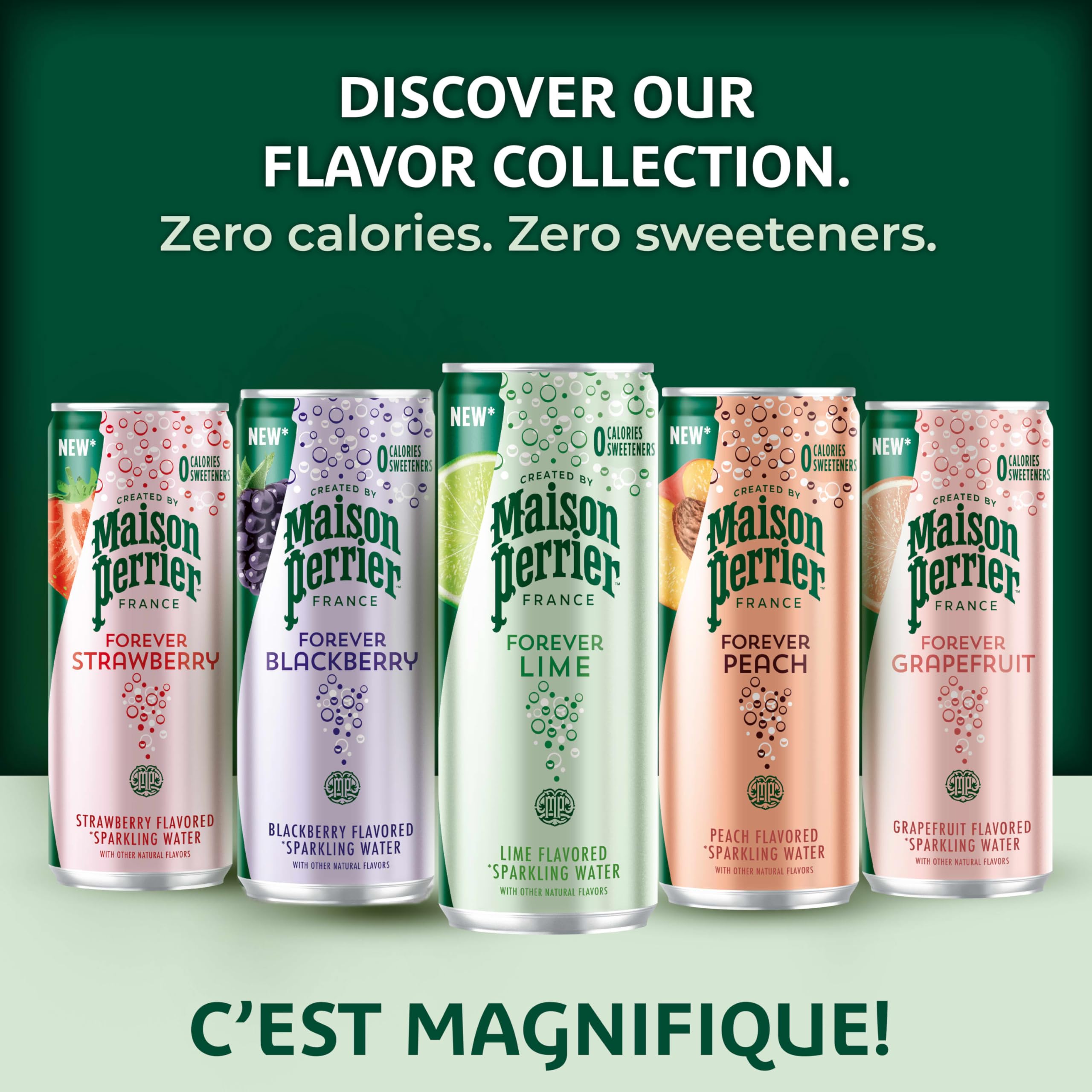 Maison Perrier close-up of fizzy bubbles, emphasizes crisp carbonation and refreshing texture