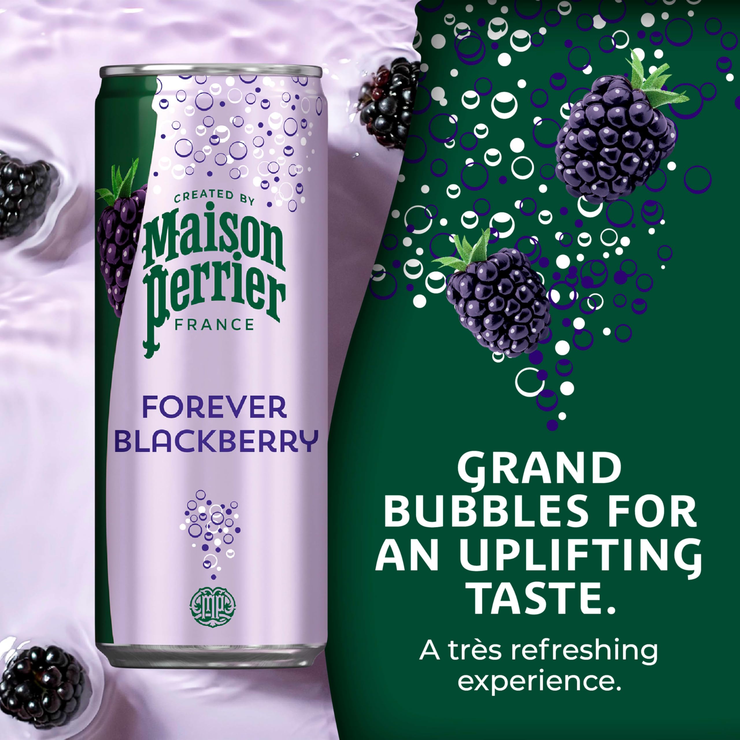 Maison Perrier full 24-pack of Forever Blackberry cans, convenient stocking and entertaining