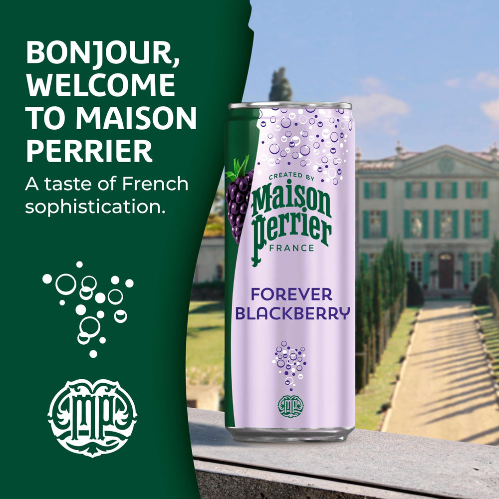 Maison Perrier label close-up showing product details and natural flavor callout for trust