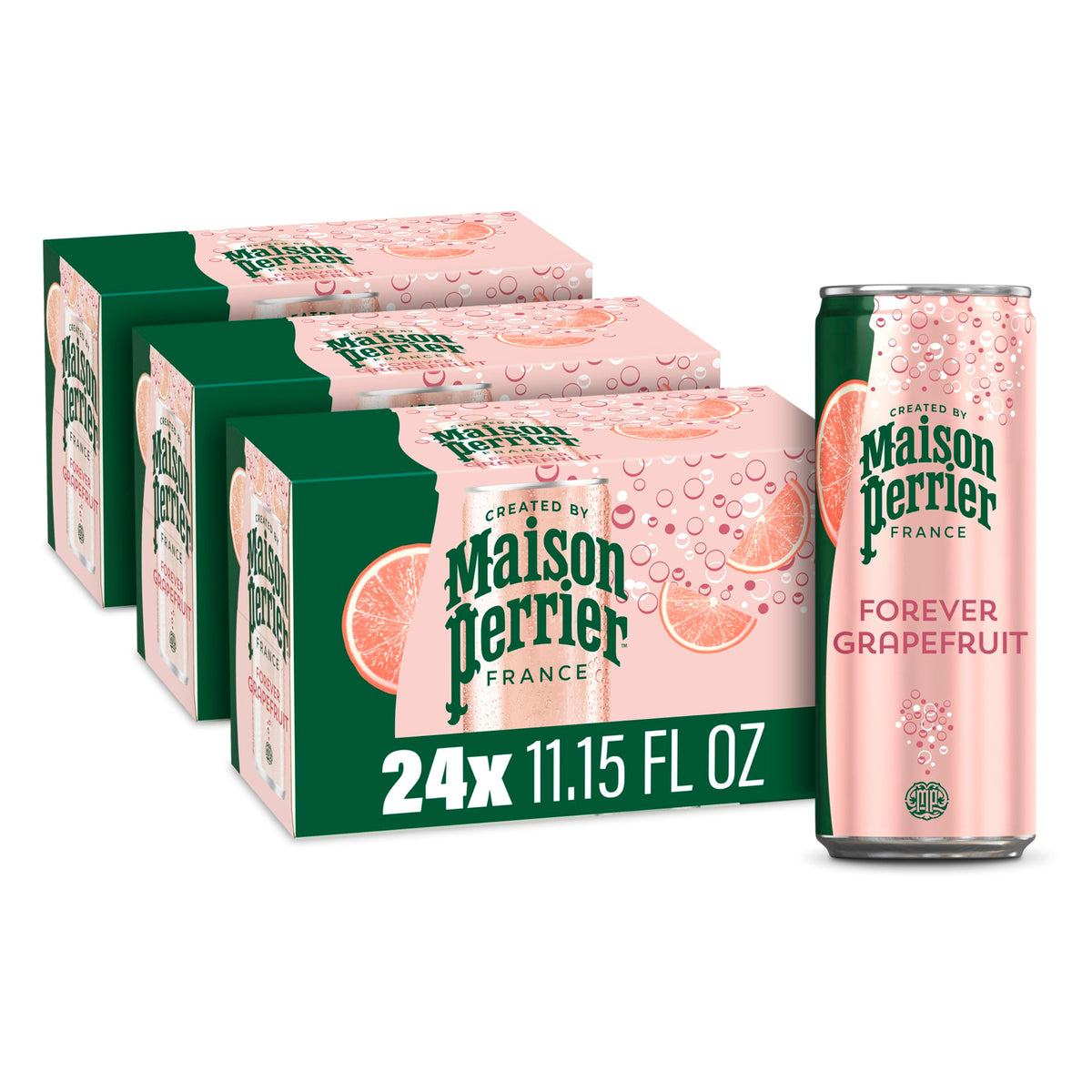 Maison Perrier front pack display showing elegant grapefruit packaging and premium appeal