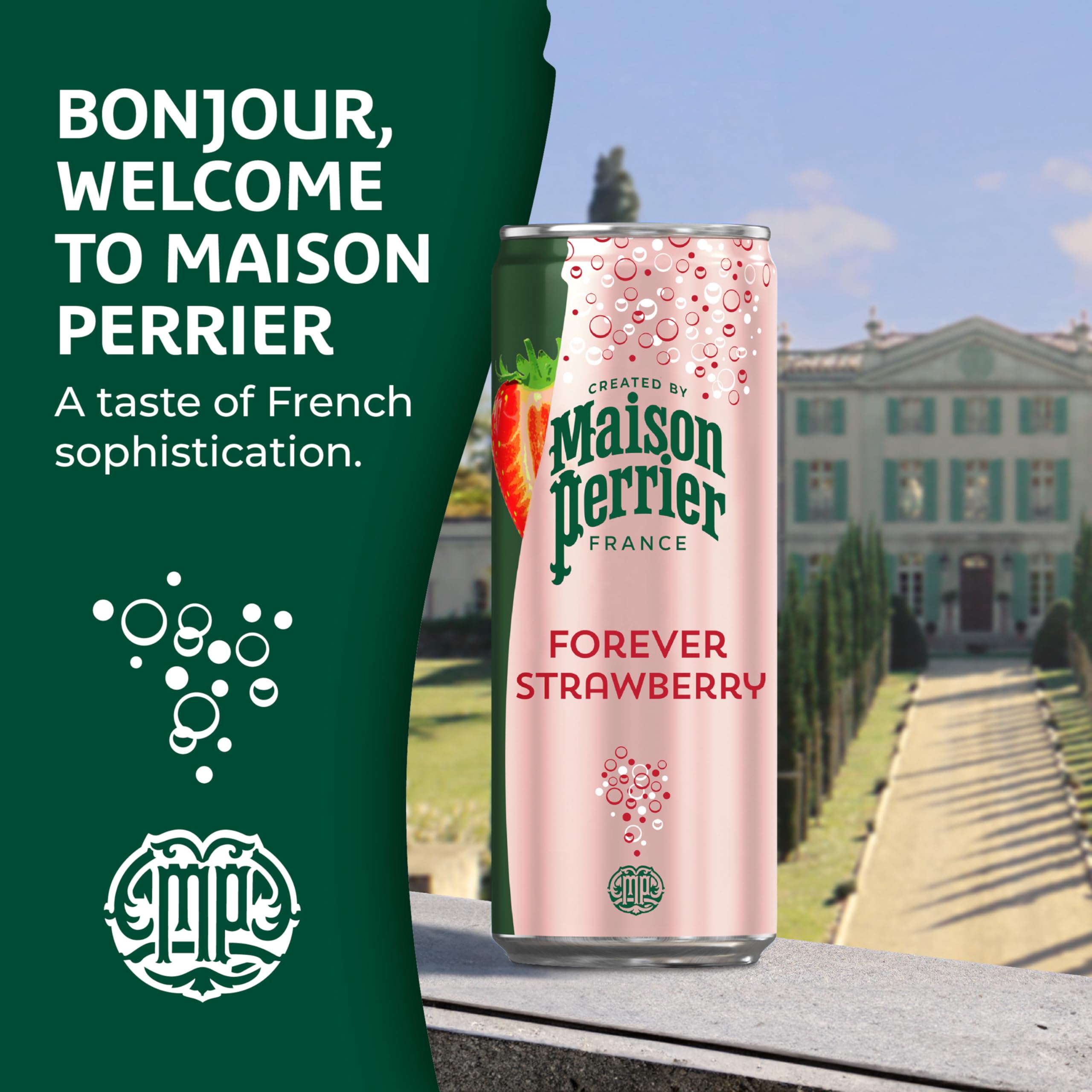 Maison Perrier can label detail highlighting premium French branding benefit