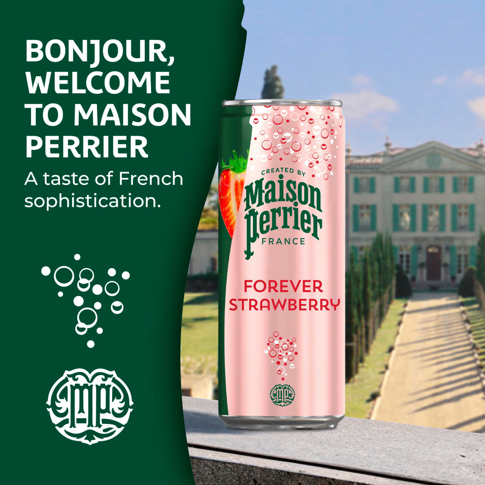 Maison Perrier can label detail highlighting premium French branding benefit