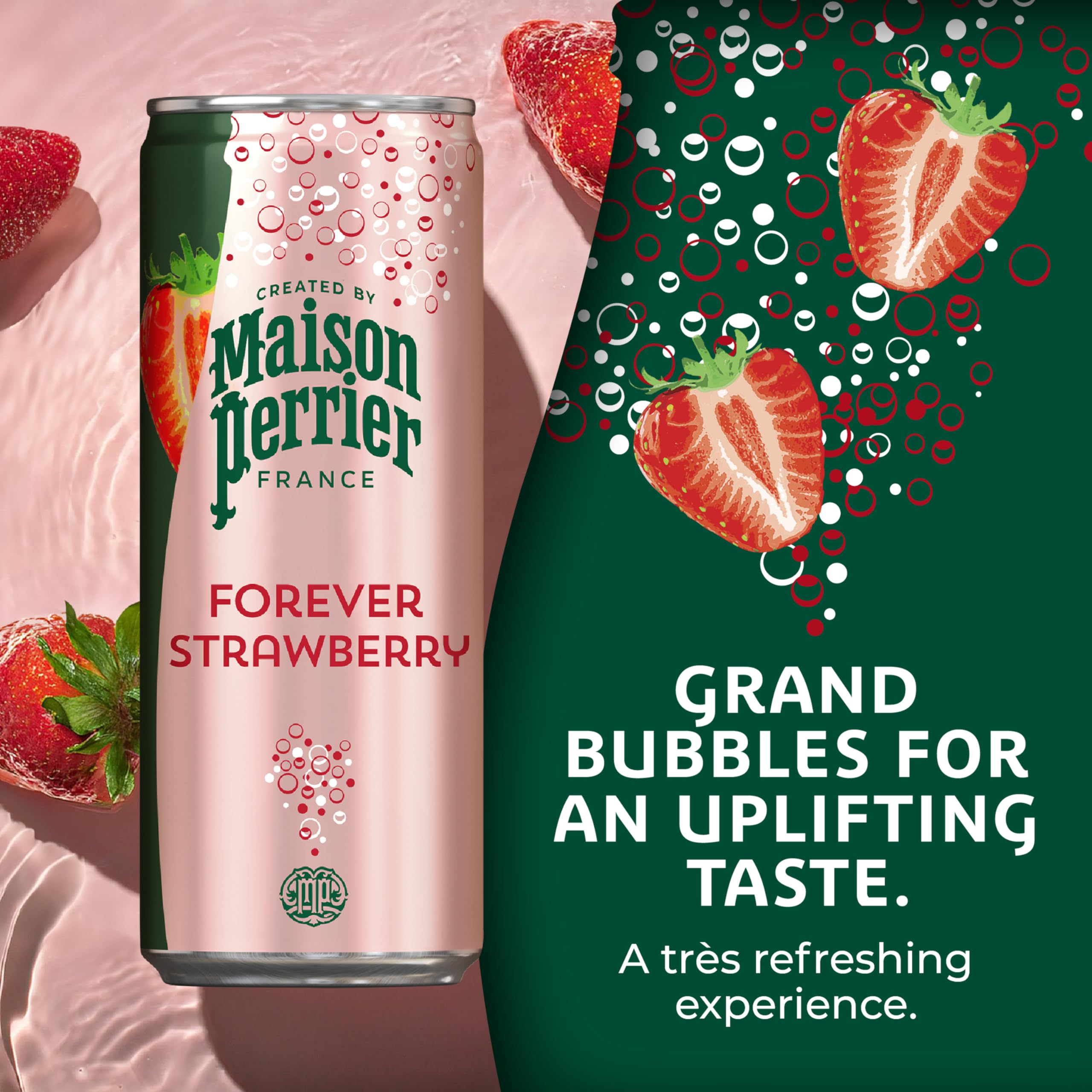 Maison Perrier close-up carbonation and bubbles for lively mouthfeel benefit