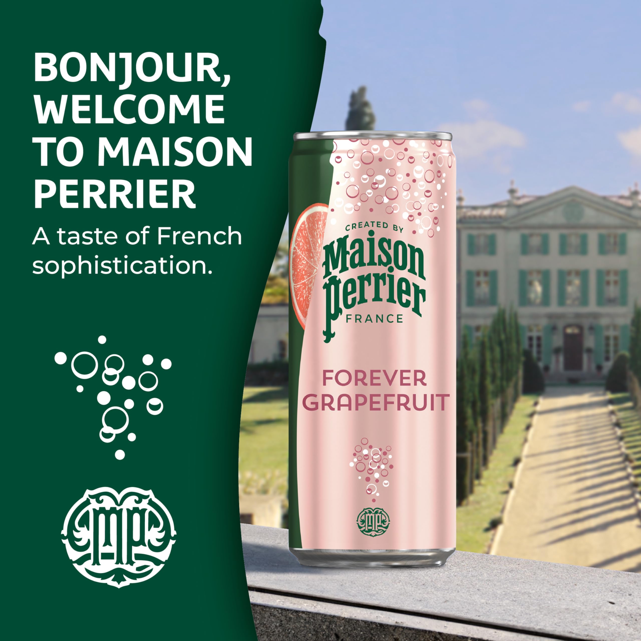 Maison Perrier close-up of effervescence showcasing lively bubbles and refreshing texture