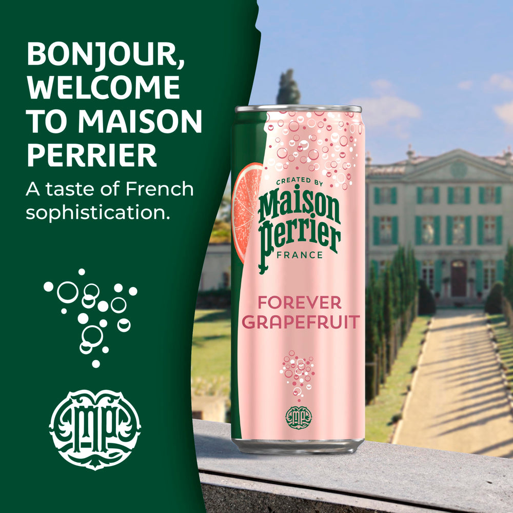 Maison Perrier close-up of effervescence showcasing lively bubbles and refreshing texture