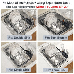 MAJALiS side profile expanded to fit wide basin demonstrating adjustable fit