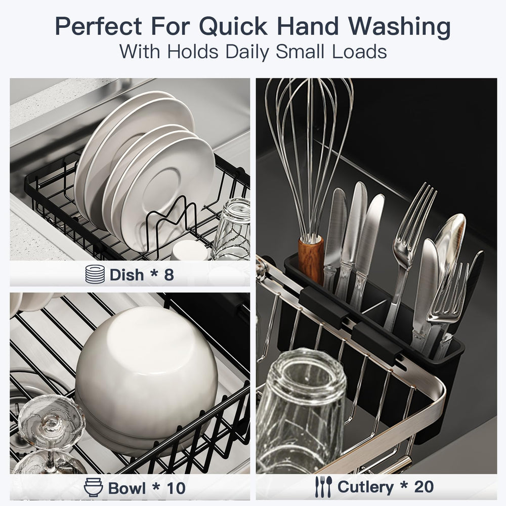 MAJALiS size comparison with hand showing compact scale for small kitchens