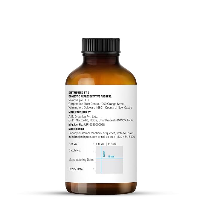 Majestic Pure amber bottle close-up protecting oil from sunlight and preserving scent