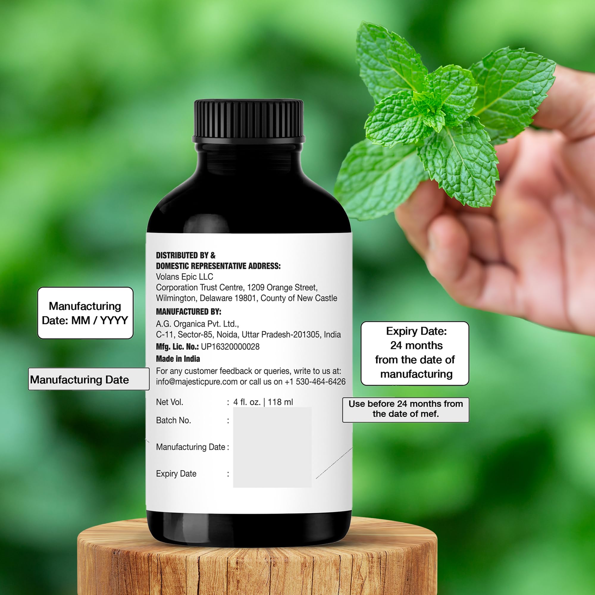 Majestic Pure peppermint oil on kitchen counter offering refreshing natural fragrance