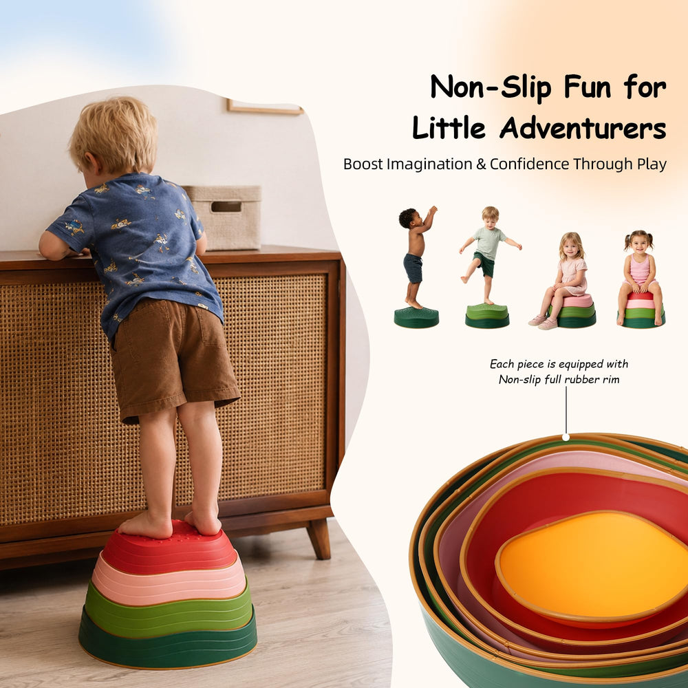 makarci stepping stones on grass demonstrating outdoor stability and safe play