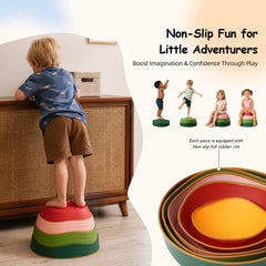 makarci stepping stones on grass demonstrating outdoor stability and safe play