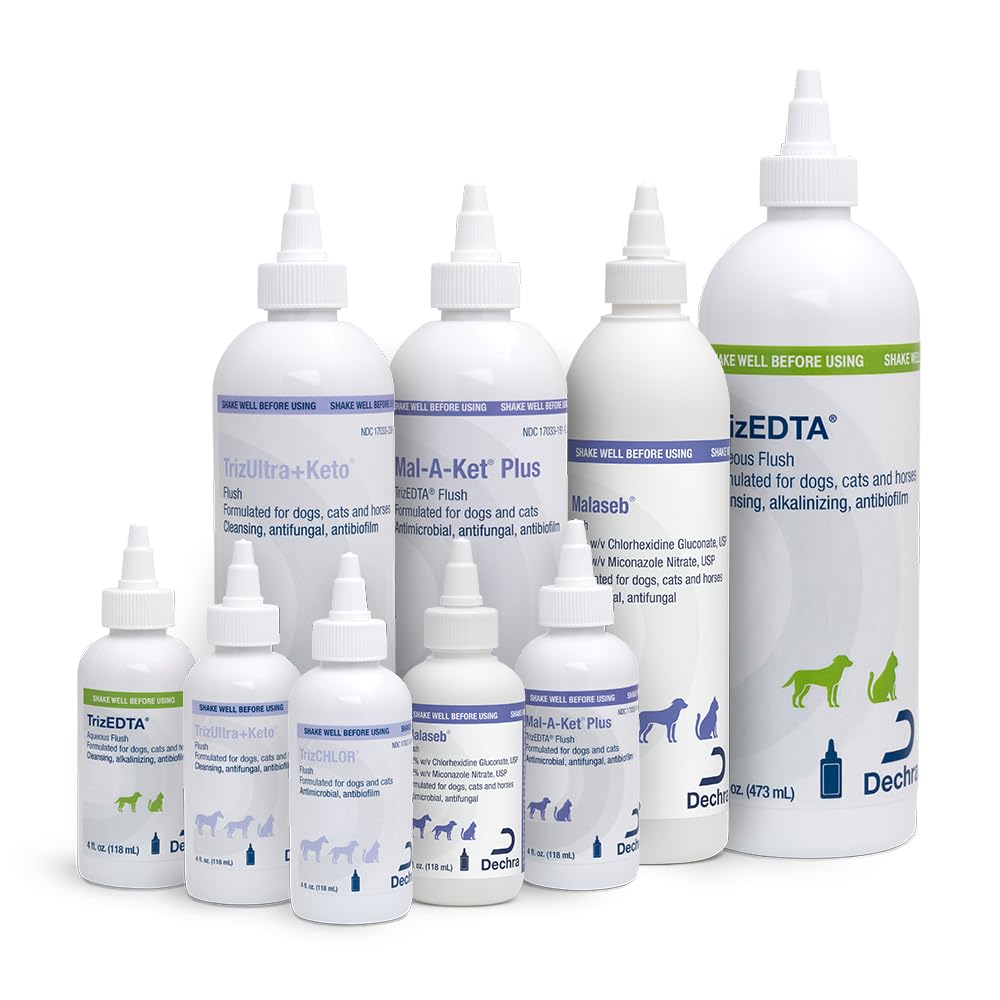 Mal-A-Ket applied to a dog’s ear showing gentle, effective cleansing action